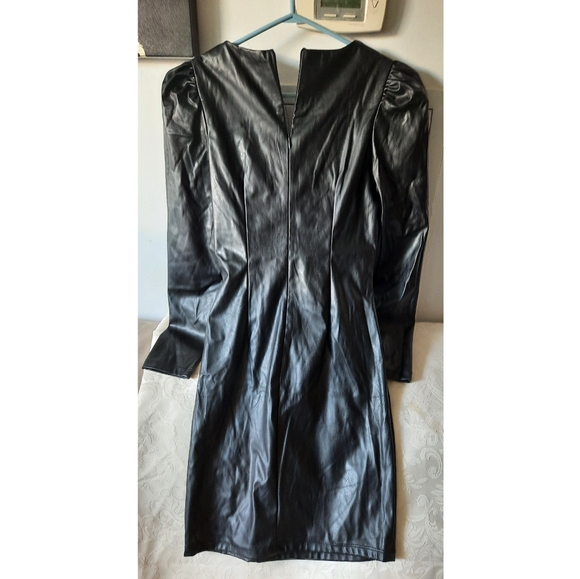 New!Black Faux Leather Mini Dress - Picture 6 of 6